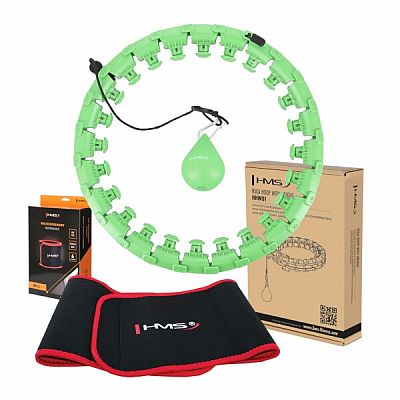 Súprava masážna hula hoop HMS HHW01 so závažím a zoštíhľujúcim pásom BR163 zelená