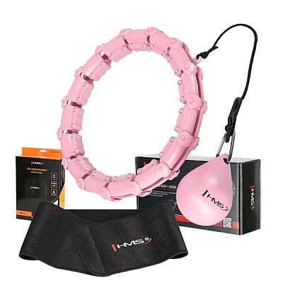 Súprava masážna hula hoop HMS HHW02 so závažím a zoštíhľujúcim pásom BR163 ružová