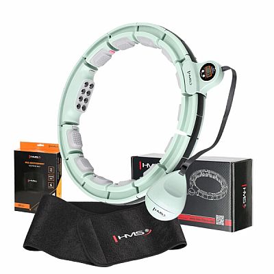 Súprava masážna hula hoop HMS HHM13 so závažím, magnetmi a počítadlom a zoštíhľujúceho pásu BR163 zelená