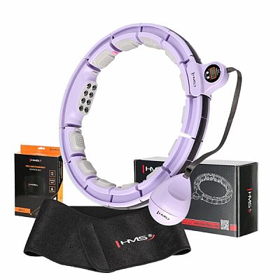 Súprava masážna hula hoop HMS HHM13 so závažím, magnetmi a počítadlom a zoštíhľujúceho pásu BR163 fialová