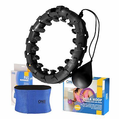 Súprava masážna hula hoop ONE Fitness OHA01 so závažím a zoštíhľujúceho pásu BR125 čierna