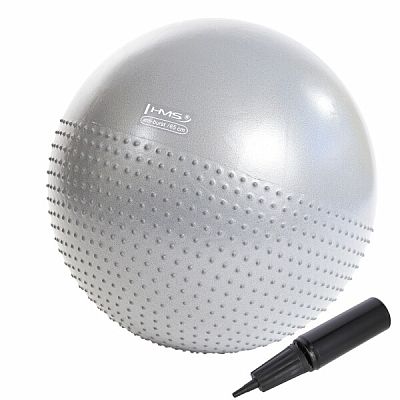 Masážna gymnastická lopta HMS YB03N 65 cm svetlo šedý
