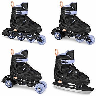 Spokey QUATTRO Korčule 4v1, čierno-fialové, veľ. 30-41