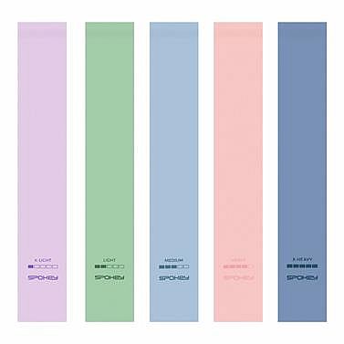 Spokey ARTIO SET Sada 5 posilňovacích gúm + obal, pastelové farby