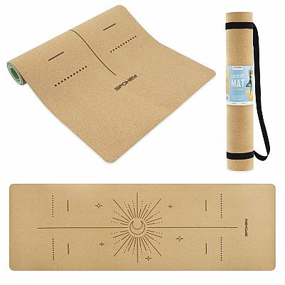 Spokey SAVASANA LUNA Korková joga podložka, 183 x 61 x 0,4 cm