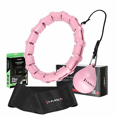 Sada ružové masážne Hula Hoop so závažím HMS HHW11 a zoštíhľujúceho bedrového pásu HMS BR163 PLUS SIZE