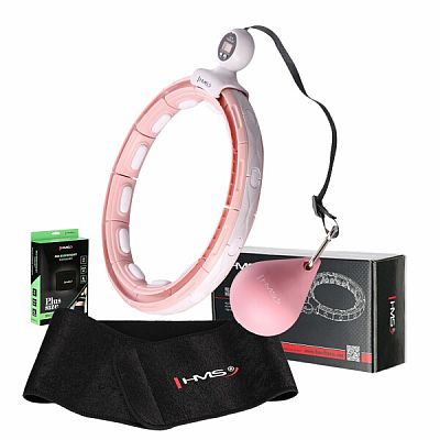 Súprava masážna hula hoop HMS HHM15 ružová so závažím, magnetmi a počítadlom a zoštíhľujúceho pásu BR163 PLUS SIZE
