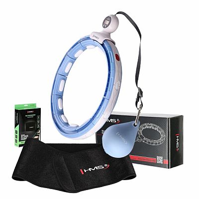 Súprava masážna hula hoop HMS HHM15 modrá so závažím, magnetmi a počítadlom a zoštíhľujúceho pásu BR163 PLUS SIZE