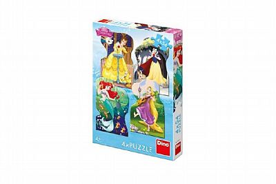 Puzzle Disney princeznej 4x54 dielikov 13x19cm v krabici 19x27x4cm