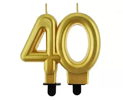 Sviečka narodeninová číslica 40 metalická zlatá