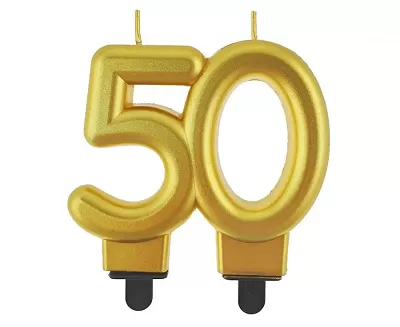 Sviečka narodeninová číslica 50 metalická zlatá