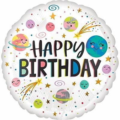 Fóliový balónik Galaxy Smile - Happy Birthday 45 cm