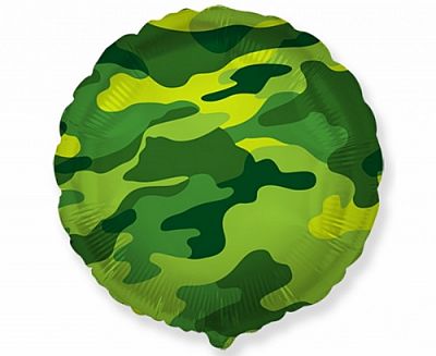 Fóliový balónik kruh Kamufláž 45 cm - Nebalený