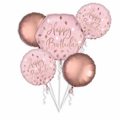 Súprava fóliových balónikov Blush Birthday - 5 ks