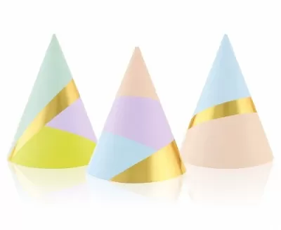 Papierové čiapočky Pastel Gold 6 ks
