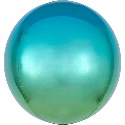 Fóliový balónik gule Ombre Orbz modrá a zelená 40 cm