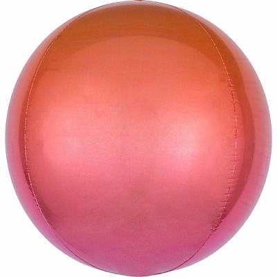 Fóliový balónik gule Ombre Orbz červená a oranžová 40 cm