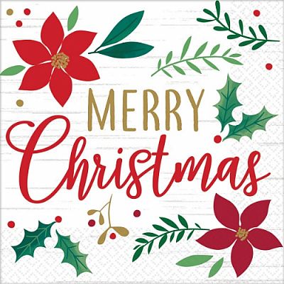 Papierové vianočné obrúsky Merry Christmas - farebné 16 ks