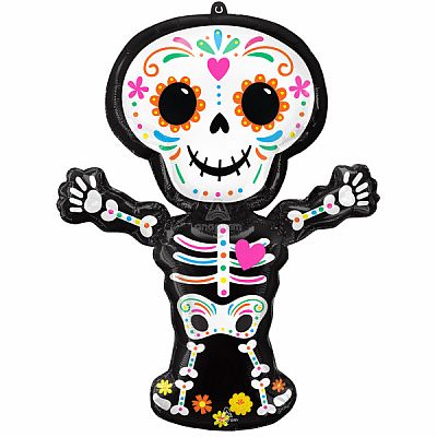 Fóliový balónik halloween - Day of the dead holografický kostlivec 66 x 86 cm