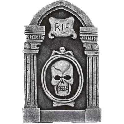 Halloweenska dekorácia Náhrobok - lebka RIP 31 cm