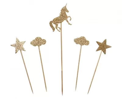Napichovátka trblietavý Unicorn zlaté 5 ks