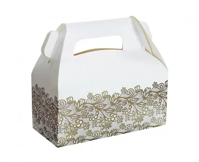 Krabička na výslužku - zlatá potlač 20x10x10 cm - 6 ks