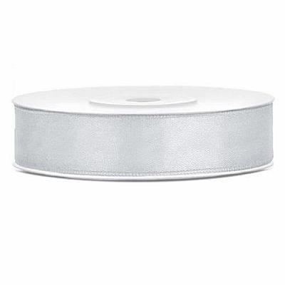 Saténová stuha strieborná 12 mm x 25 m