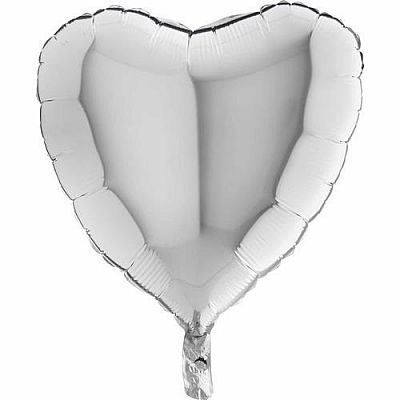 Fóliový balónik srdca strieborné 45 cm - Nebalený