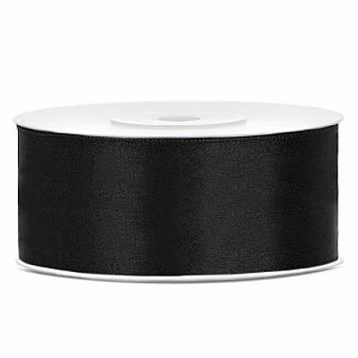 Saténová stuha čierna 25 mm x 25 m