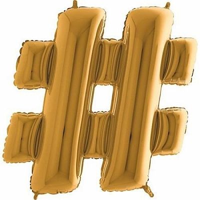 Fóliový symbol Hashtag zlatý 102 cm