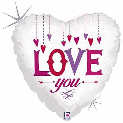 Fóliový balónik srdca - šípy - I love you 45 cm