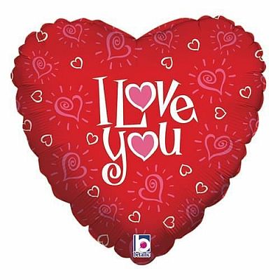 Fóliový balónik srdca - srdiečka - I love you 45 cm