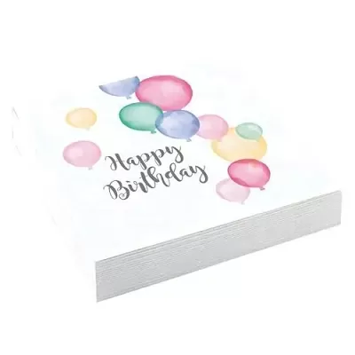 Papierové párty obrúsky Pastel Balloons Happy Birthday 20 ks