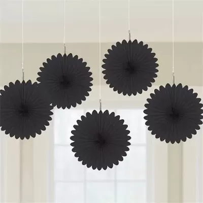 Dekoračné rozety čierna 15 cm - 5 ks