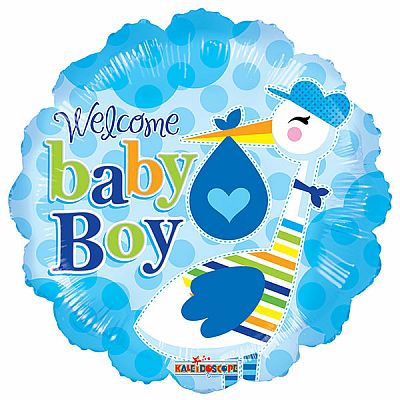 Fóliový balónik s bocianom Welcome baby boy 46 cm