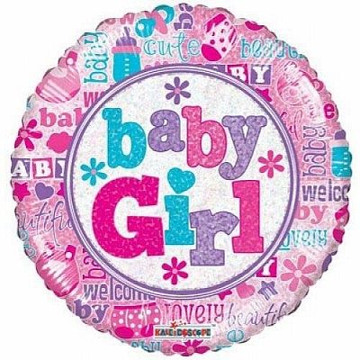 Fóliový holografický balónik baby Girl 46 cm