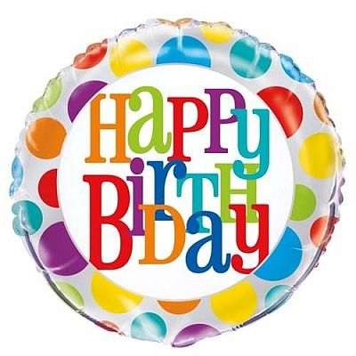 Fóliový balónik farebné bubliny Happy Birthday 45 cm