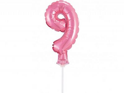 ČÍSLICE NA DORT nafukovací - 9 růžová, 13cm