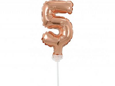 ČÍSLICA NA TORTU nafukovacia - 5 rose gold - 13cm