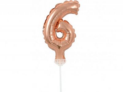 ČÍSLICA NA TORTU nafukovacia - 6 rose gold - 13cm