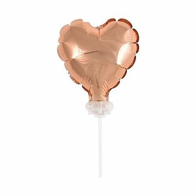 OZDOBA NA DORT nafukovacie srdce rose gold - 8 cm