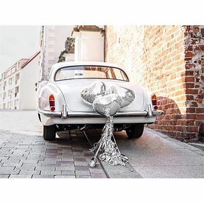 Dekoračná sada na auto - strieborné srdce