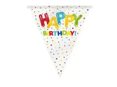 Vlaječková girlanda konfetová Happy Birthday 365 cm