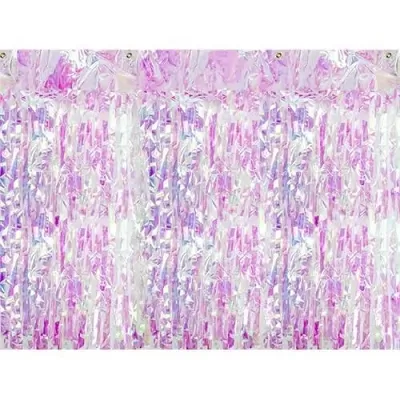 Party závěs opalizující - perleťově růžový 90 x 250 cm