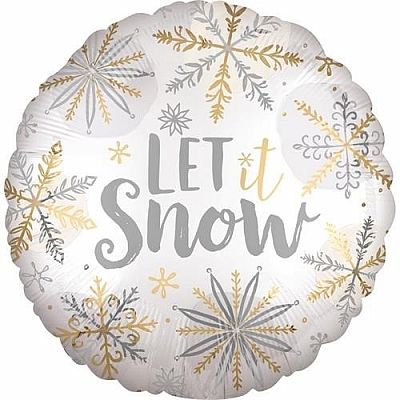 Fóliový balónik okrúhly vločky Let it snow 45 cm