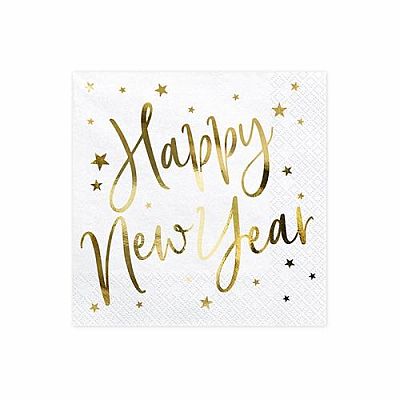 Papírové ubrousky Happy New Year metalické