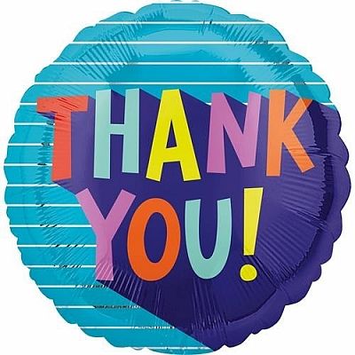 Fóliový balónik modrý - Thank you 43 cm