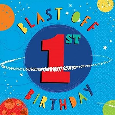 Papírové ubrousky Vesmír - 1st birthday 16 ks