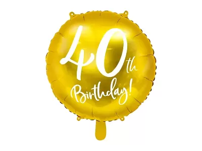Fóliový balónik zlatý - 40th Birthday - 45 cm