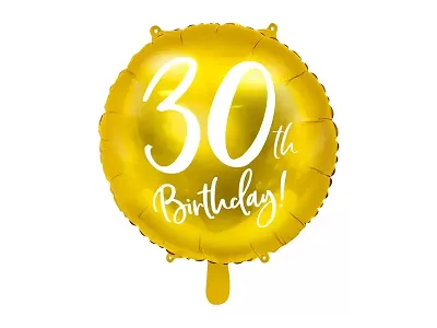 Fóliový balónik zlatý - 30th Birthday - 45 cm